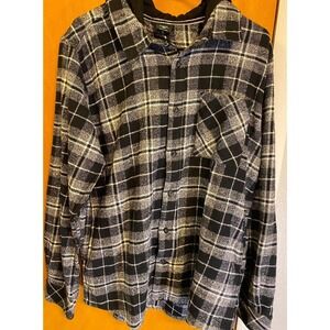 Sunrise Kingdom Mens Medium T Shirt Black/white Long‎ Sleeve W/ Hood Button Down